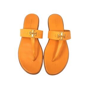 Tory Burch Mini Everly Flat Sandal Orange Citrine Rolled Brass 142001 Size US 9